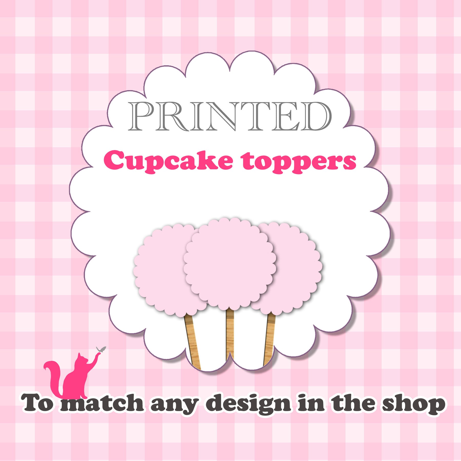 Printed cupcake toppers for birthday baby bridal shower wedding and more