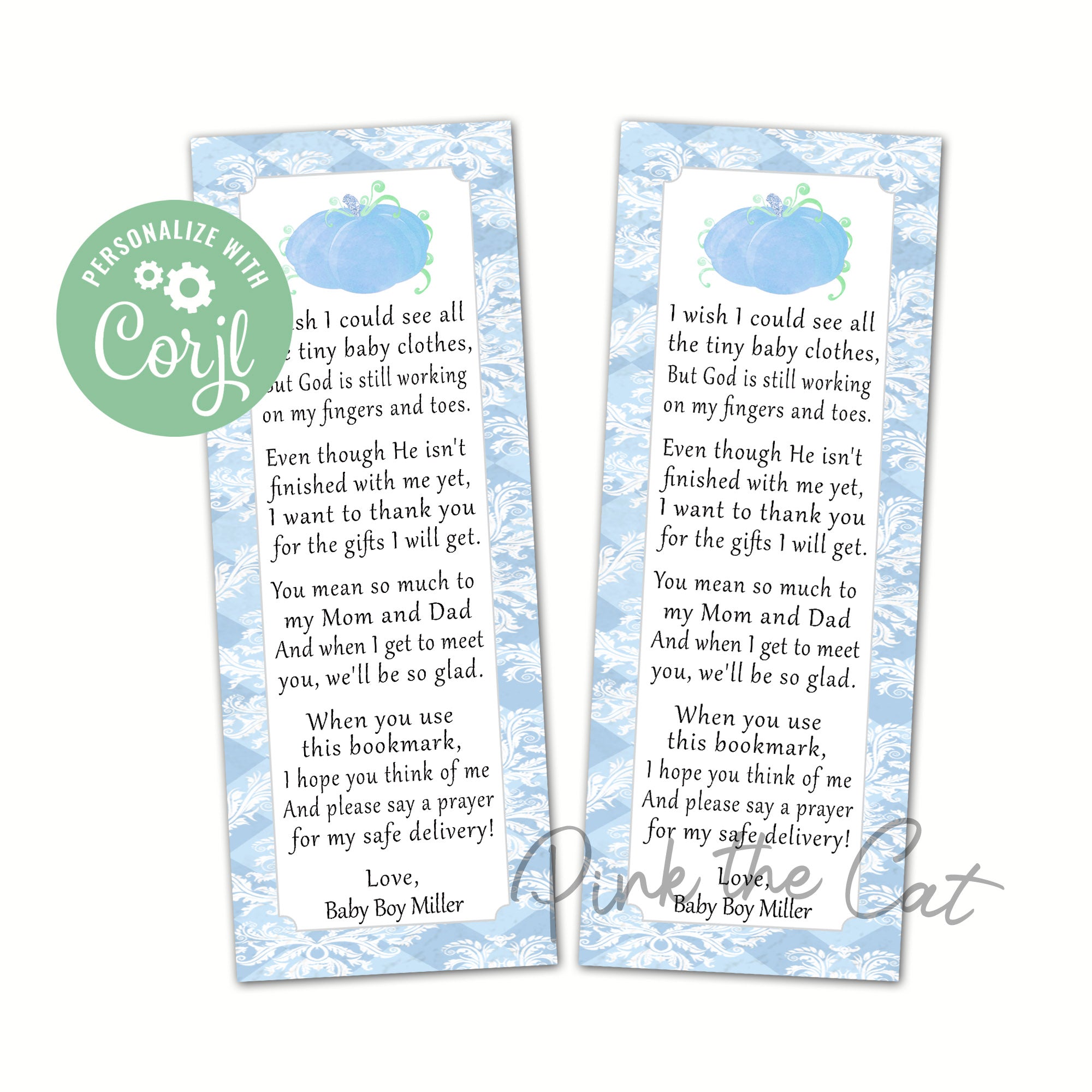 Blue pumpkin bookmark printable