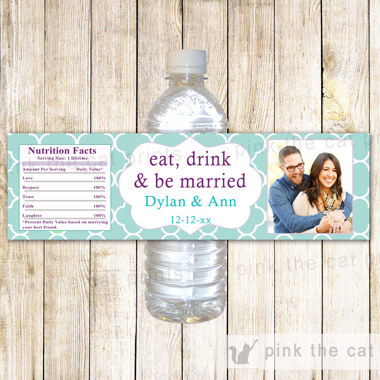 Bottle Labels Wedding Bridal Shower Turquoise Lavender