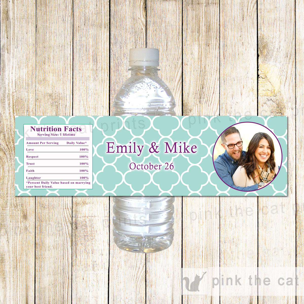Turquoise Lavender Bottle Labels With Photo