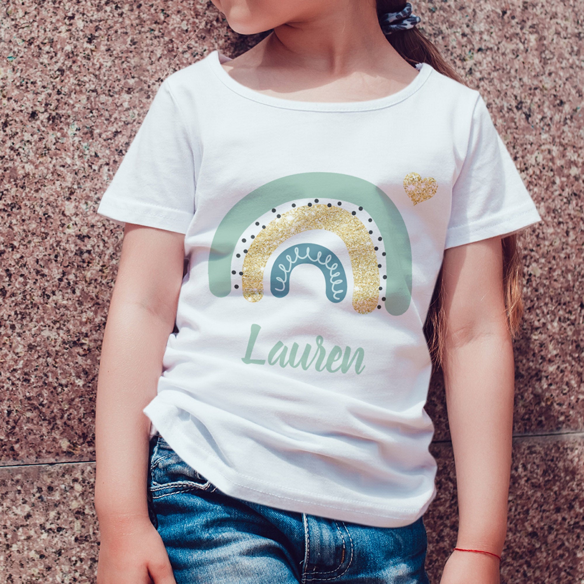 Boho rainbow t-shirt gold