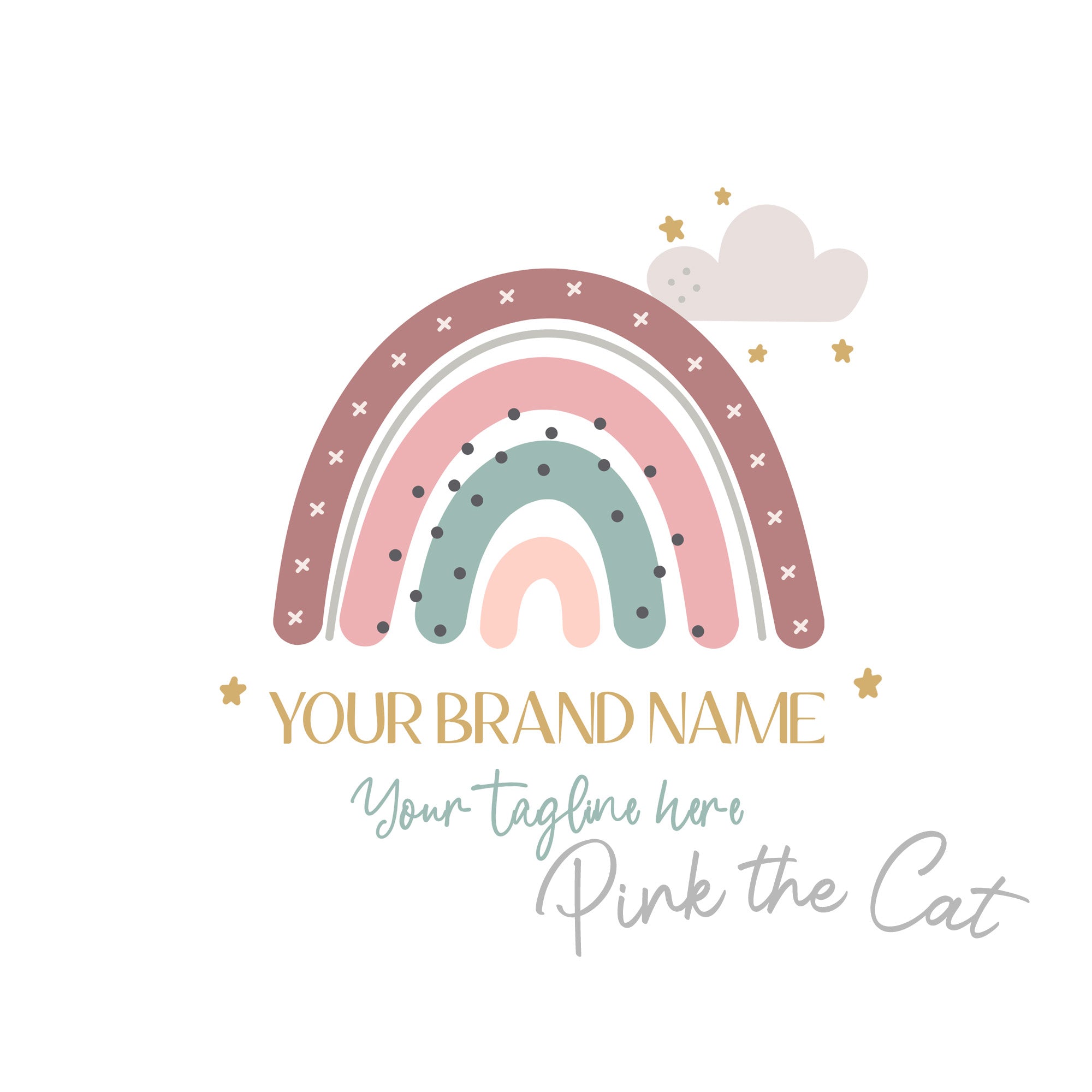 Premade scandi pink rainbow logo design