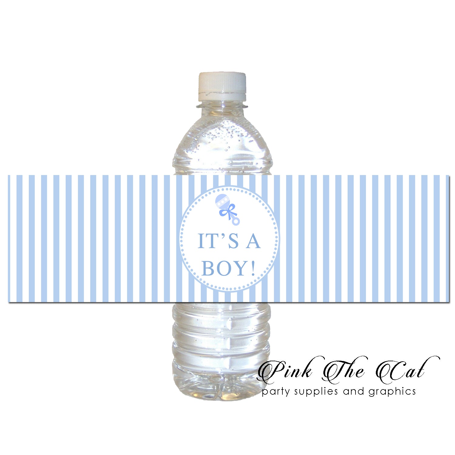 30 Blue rattle bottle stickers baby boy shower favor labels