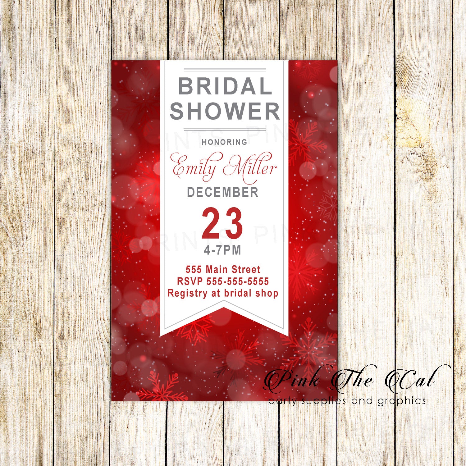 Bridal shower invitations christmas holiday modern printable