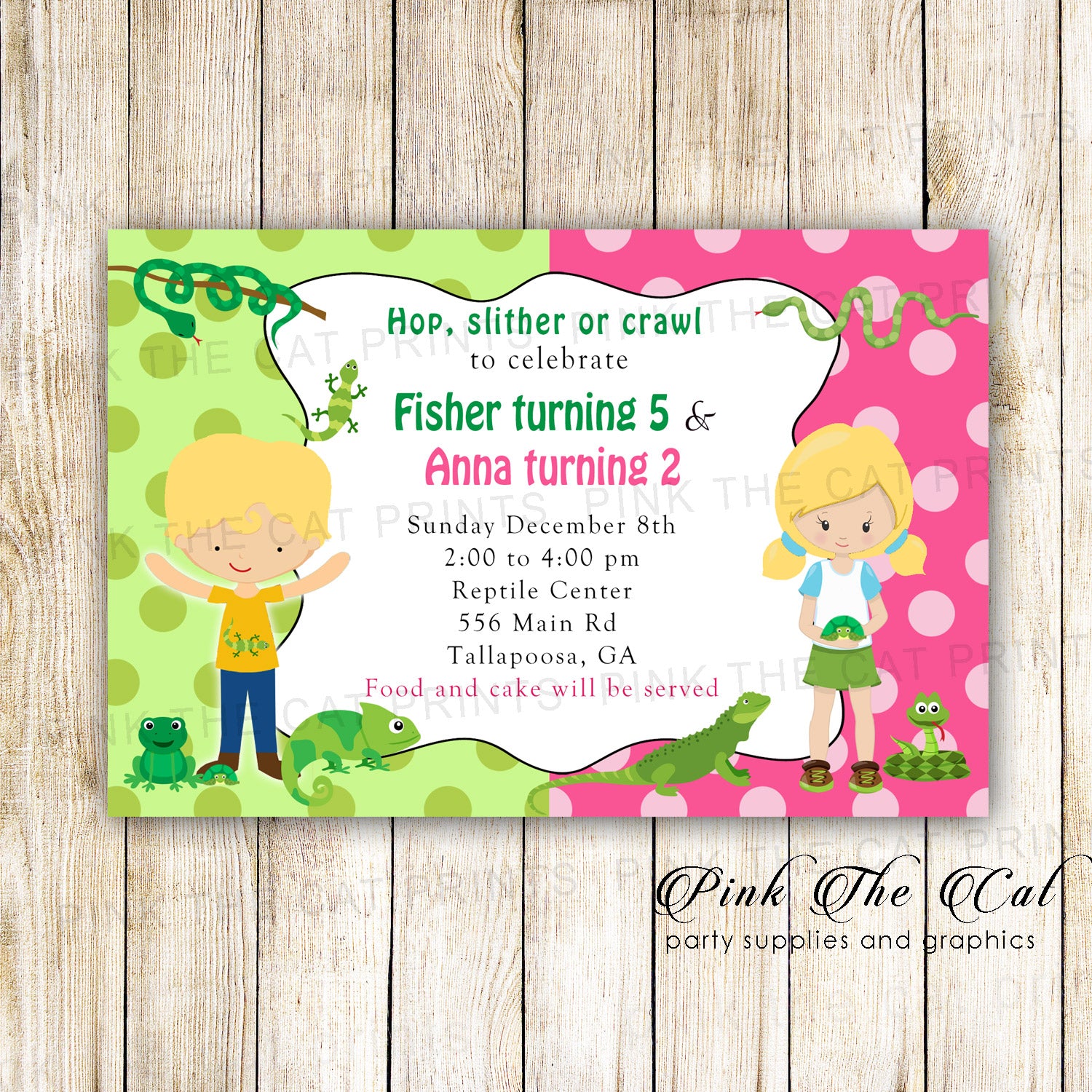 30 Reptile Snake Kids Birthday Invitations