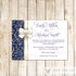 Ribbon Wedding Invitation Navy Blue Gold