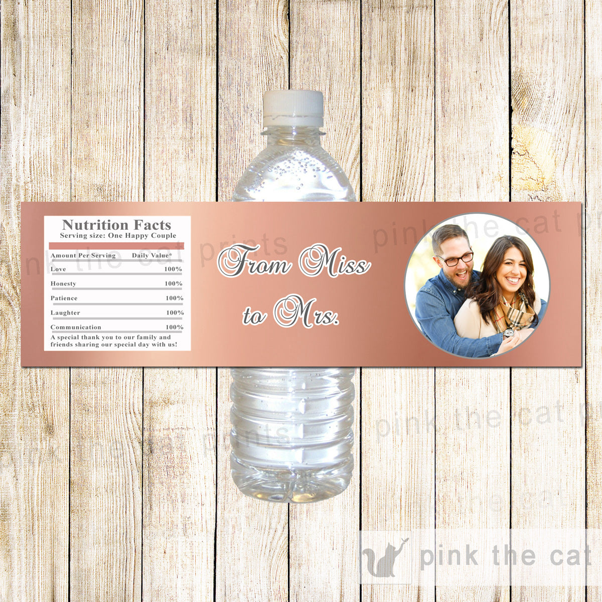 Rose Gold Bottle Label Bridal Shower Wedding