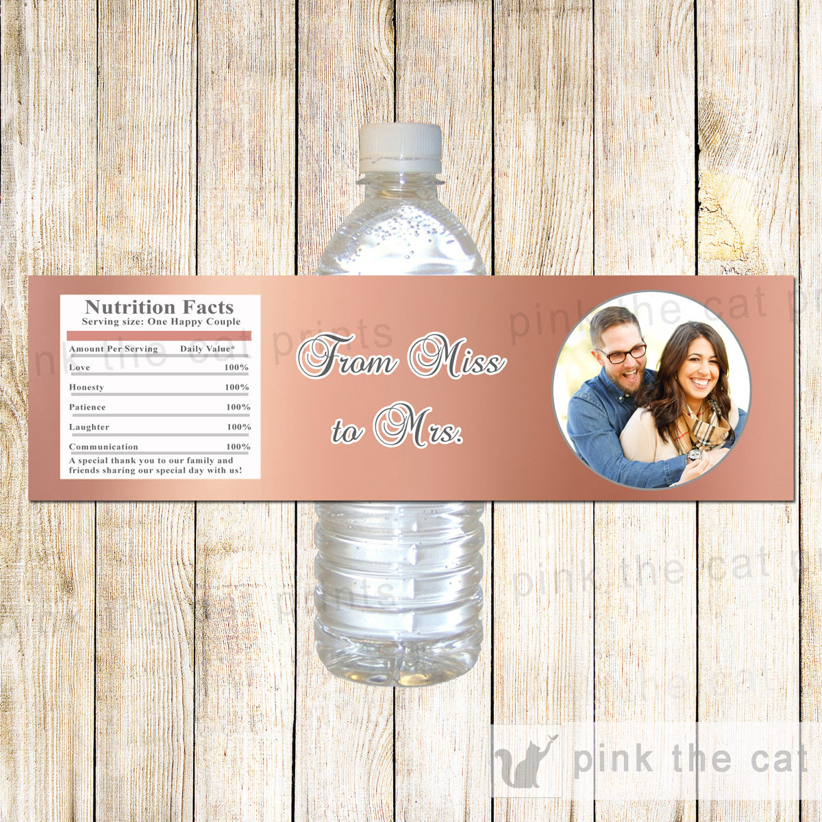 Rose Gold Bottle Labels Wedding Photo Wrappers
