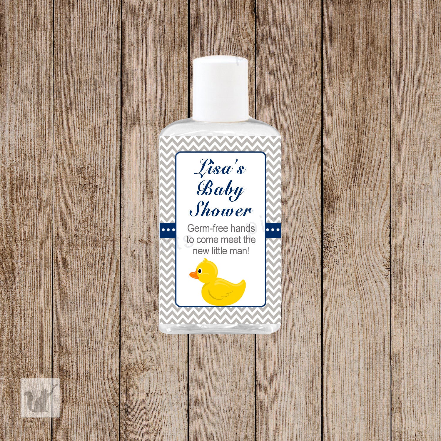 Rubber Duck Hand Sanitizer Favor Label Baby Boy Shower