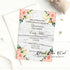 Rustic floral quinceañera invitation blush pink gold printable