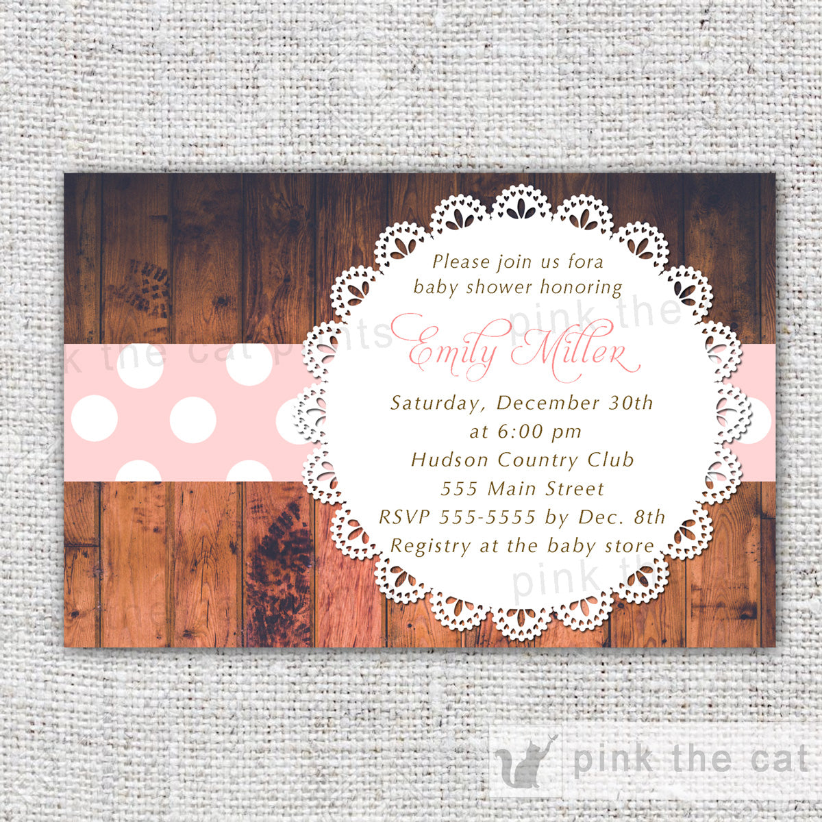 Rustic Invitations Baby Shower Birthday Doily Lace