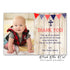 Rustic thank you card blue red boy baptism christening printable