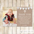 rustic baptism thank you card unisex
