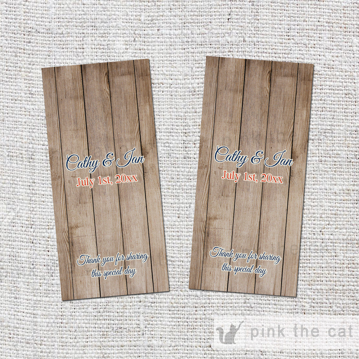 Rustic Wood Mini Candy Wrapper Label Red Brown Blue Printable