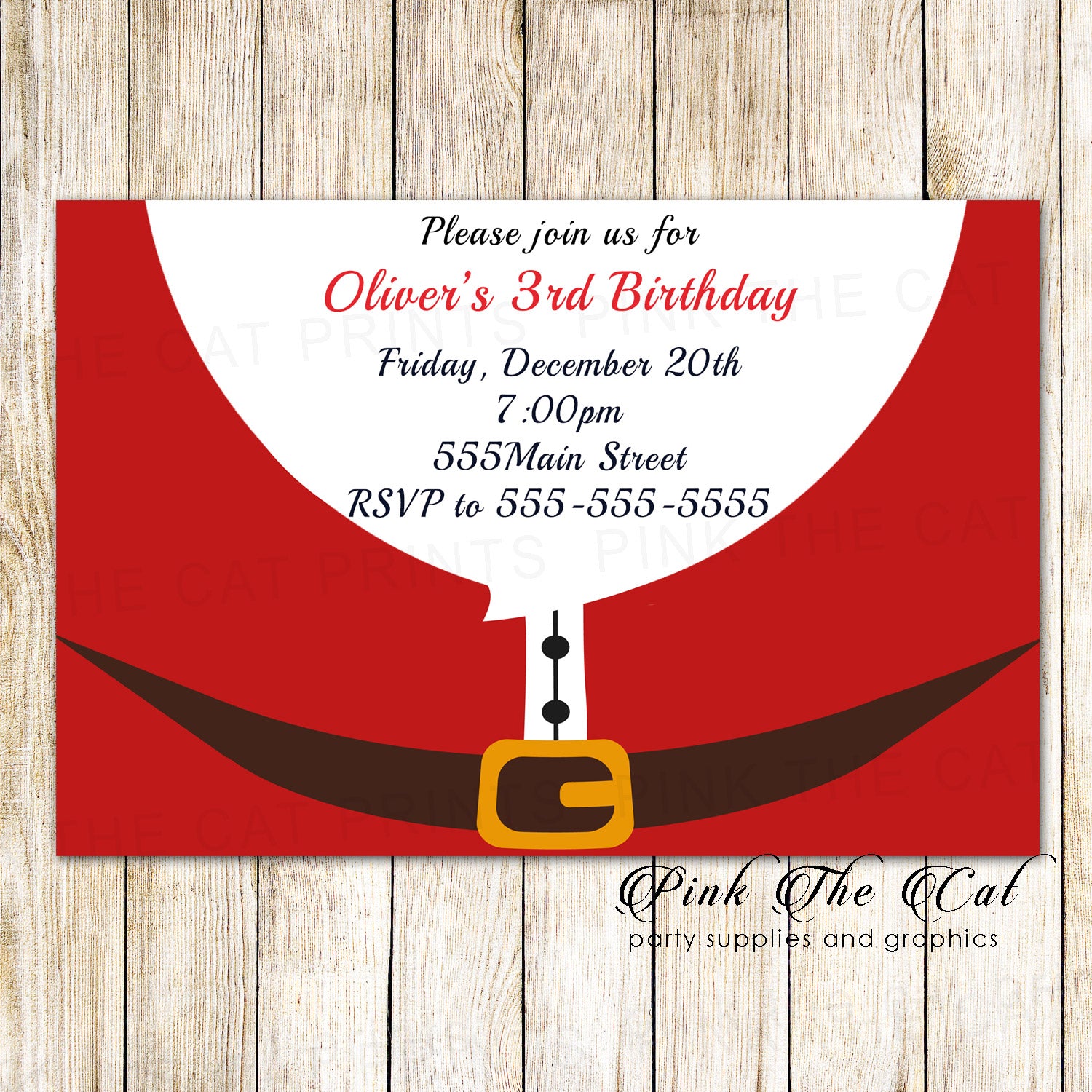 Christmas kids birthday party invitation santa claus printable