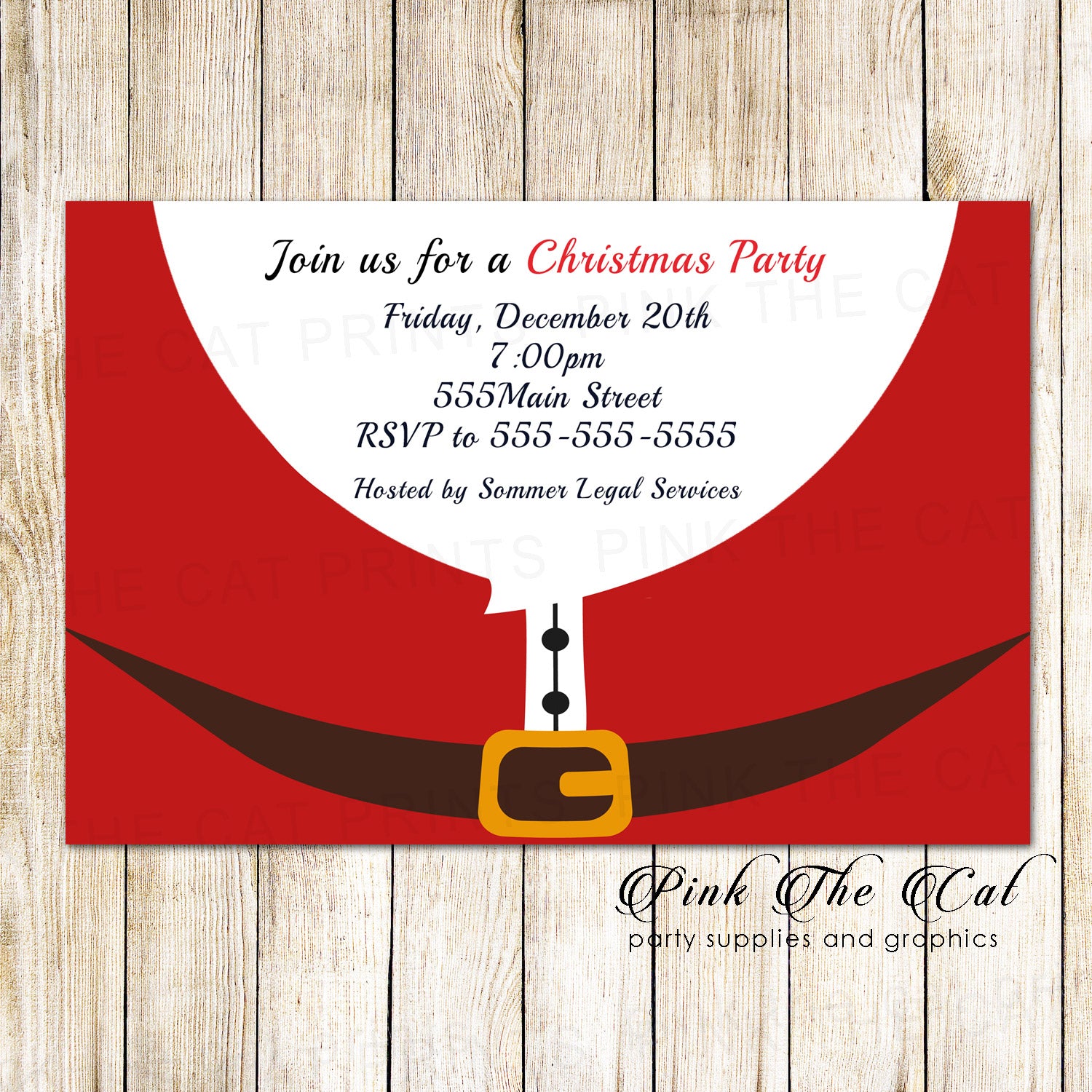 Holiday christmas party invitation santa claus printable