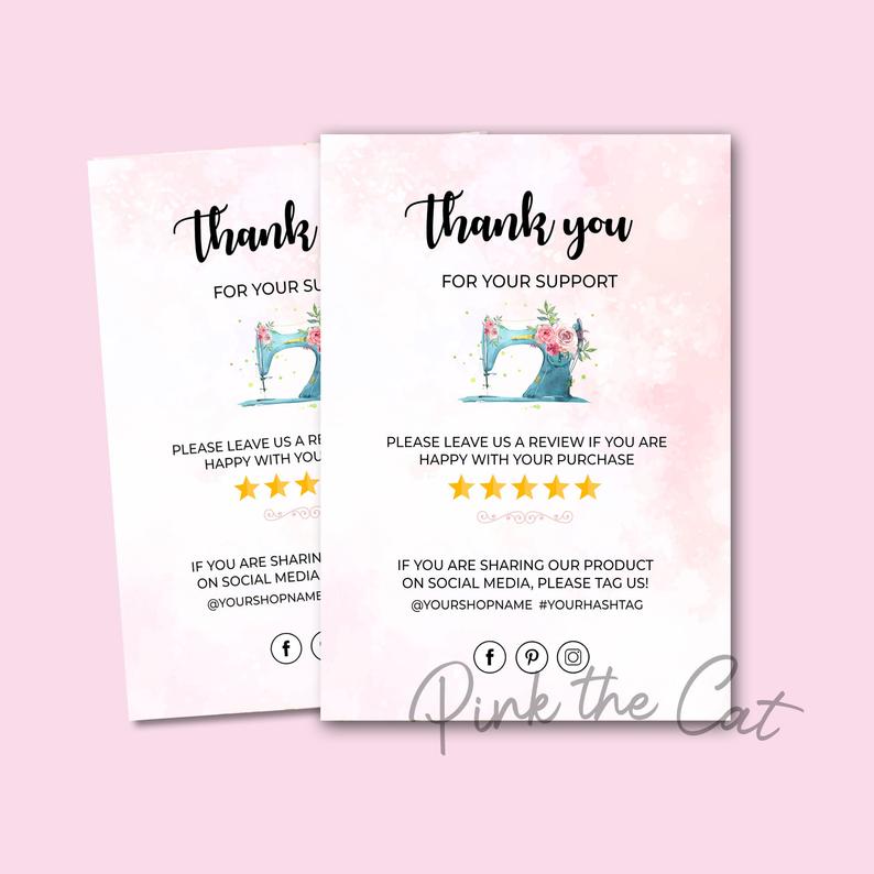 Business thank you card sewing machine