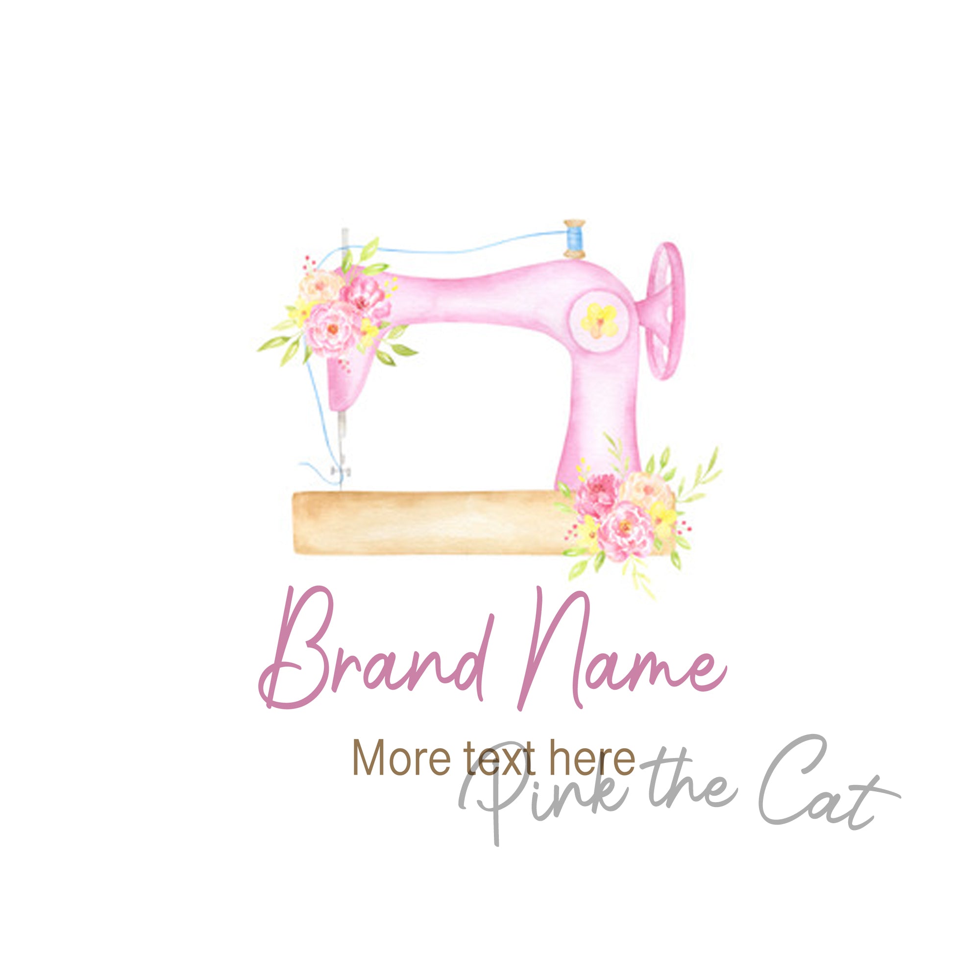 Premade pink sewing logo design