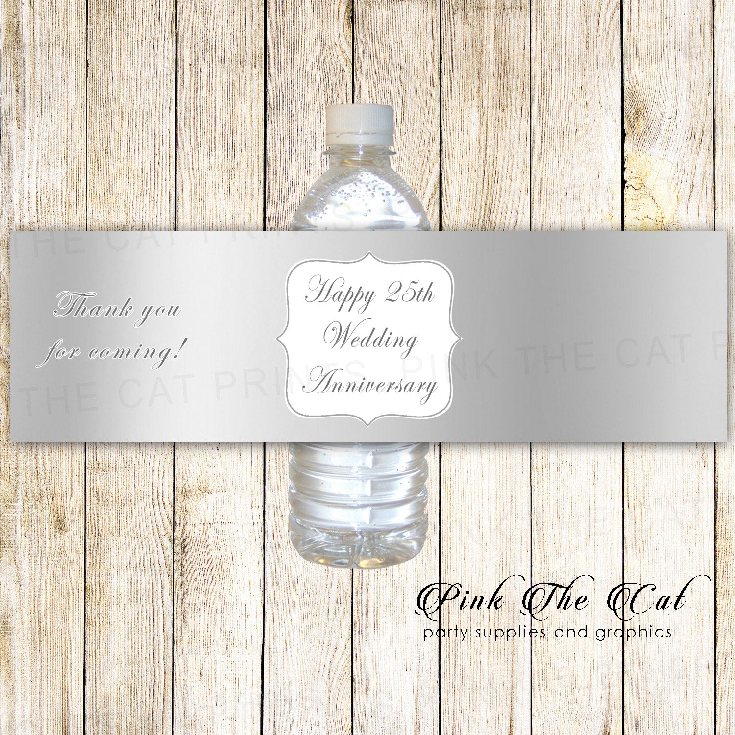 30 bottle labels 25th wedding anniversary silver