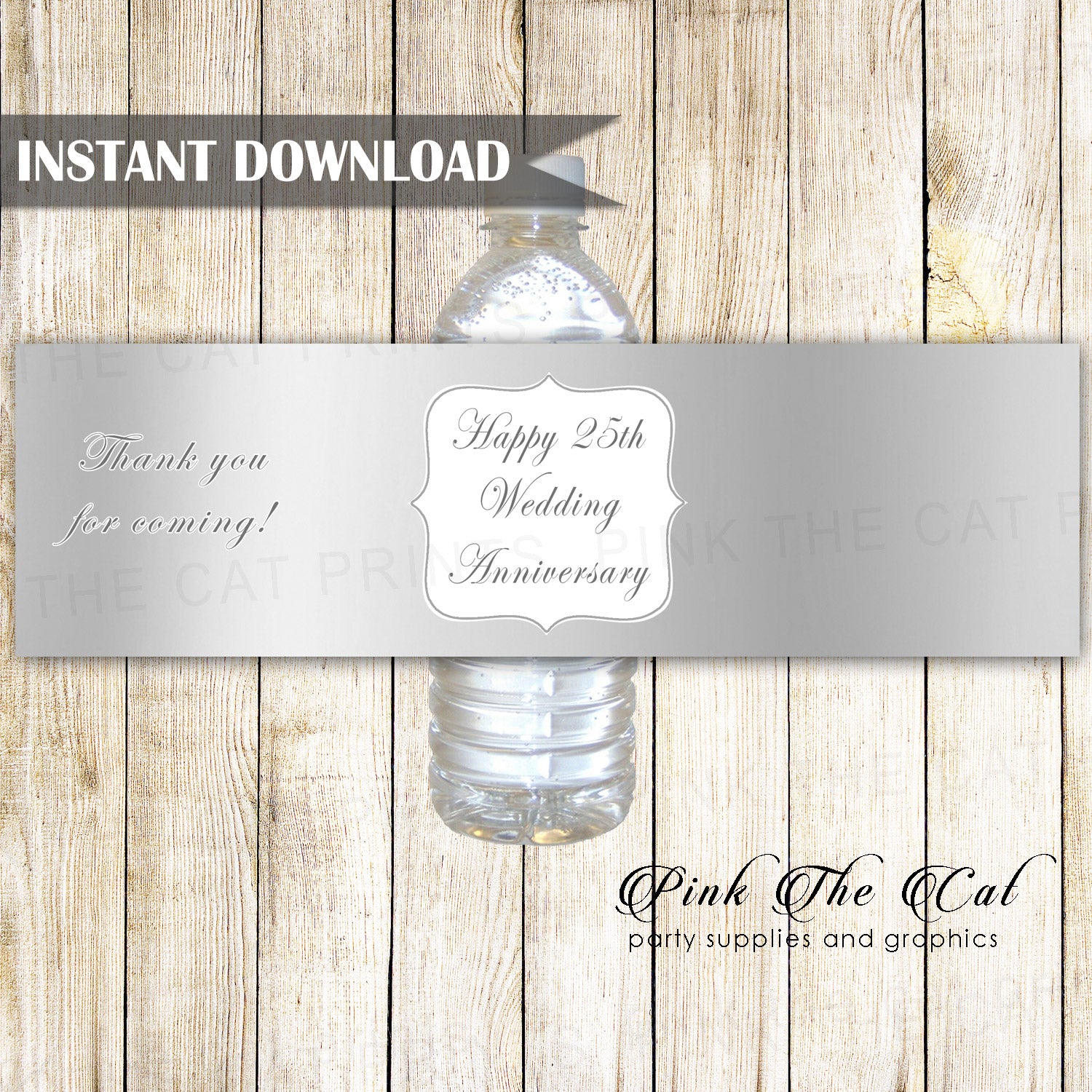 Bottle labels 25th wedding anniversary silver
