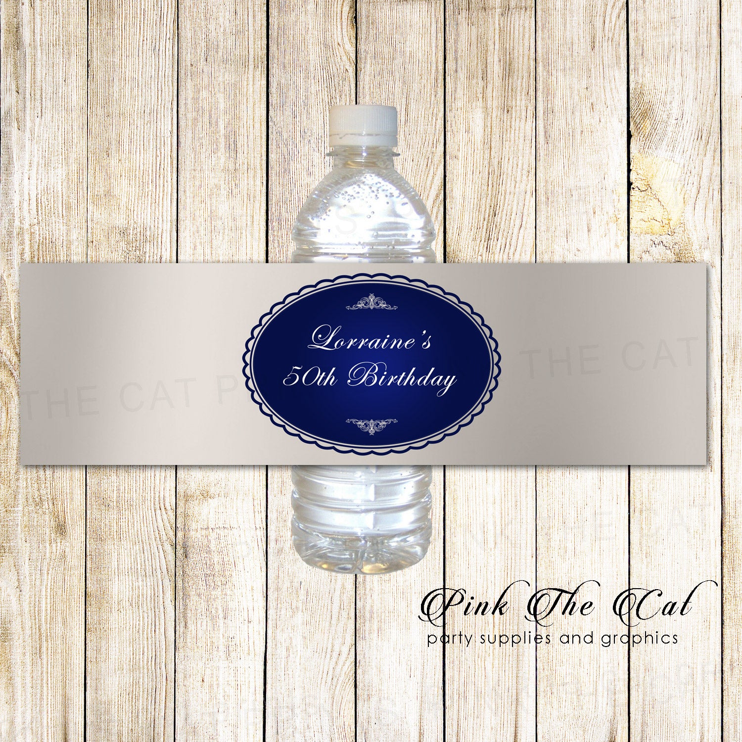 30 Stickers Silver Blue Adult Birthday Bottle Label
