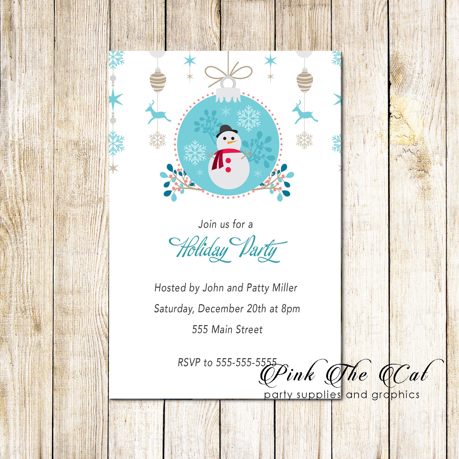 30 Holiday christmas party invitation snowman kids adults