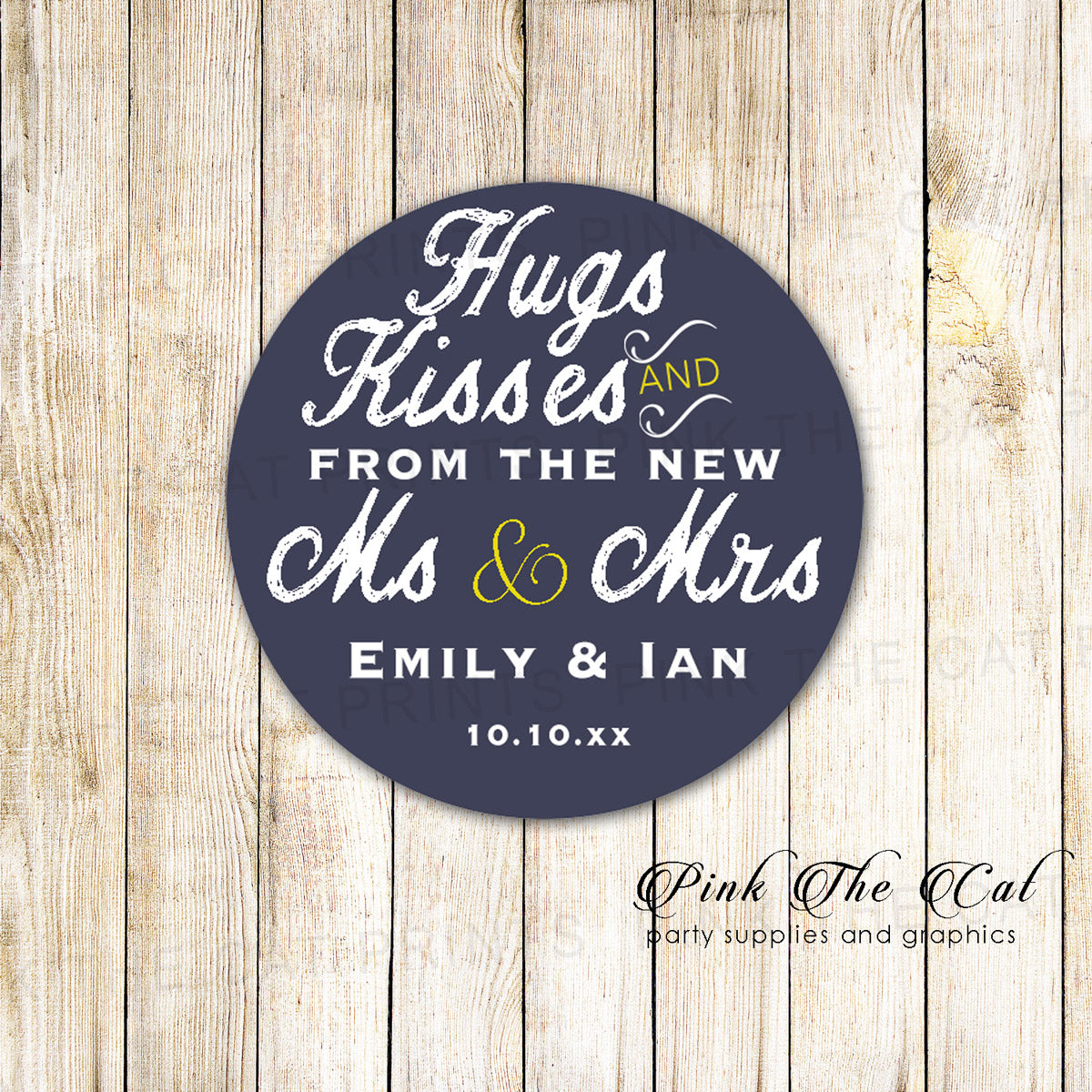 40 stickers wedding blue yellow gift favor label