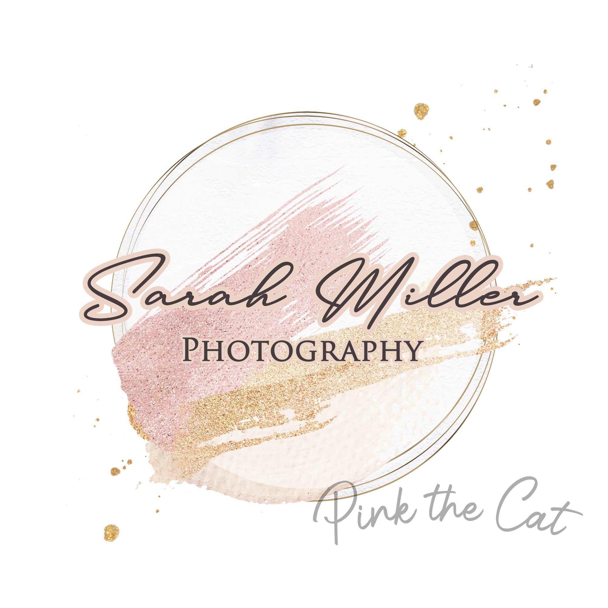 Premade logo signature gold pink design