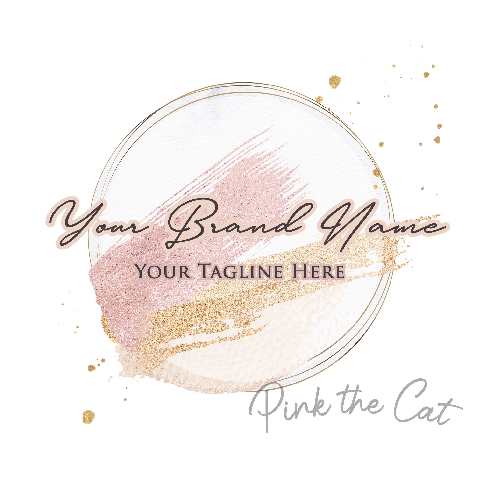 Premade logo signature gold pink design