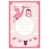 Pink stork baby shower invitation printable