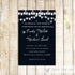 String Lamps Wedding Invitation & RSVP Card Black