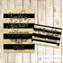 100 Printed Gold Black Wedding Invitations & RSVP Cards
