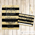 Gold Black Wedding Invitations & RSVP Cards Printable