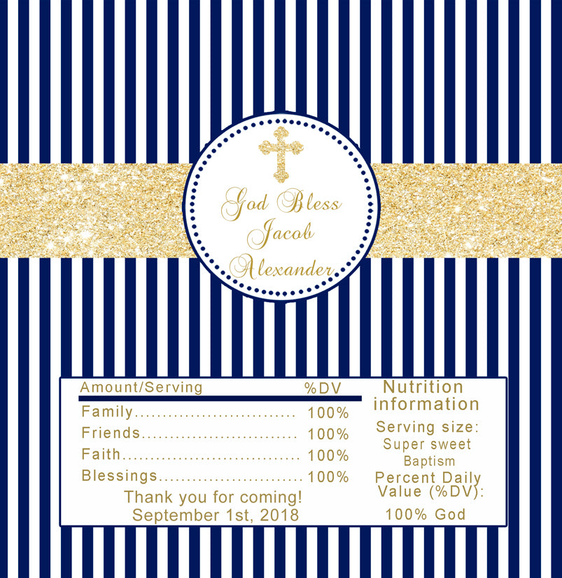Religious candy bar navy gold printable