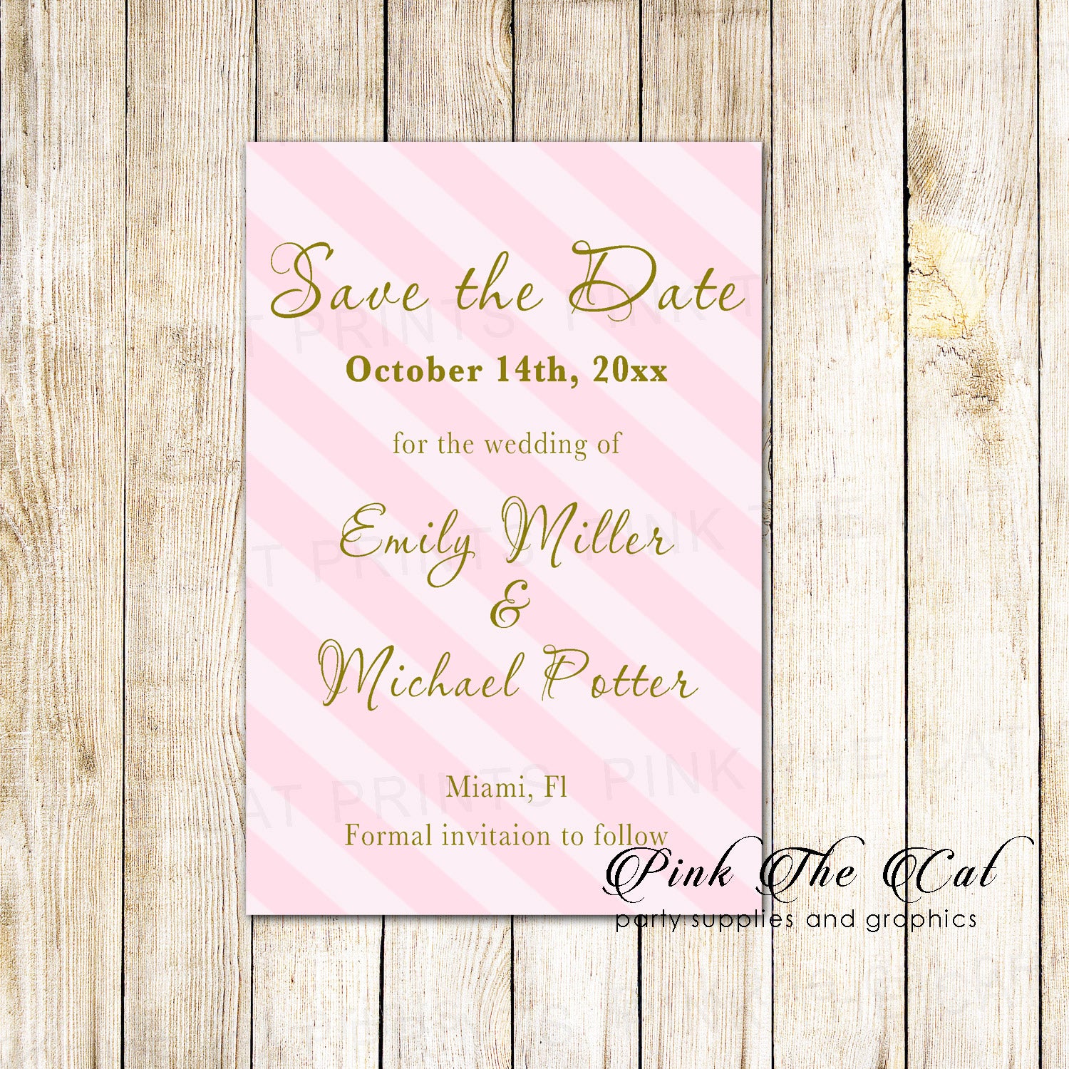 Save the date cards pink gold wedding bridal shower printable