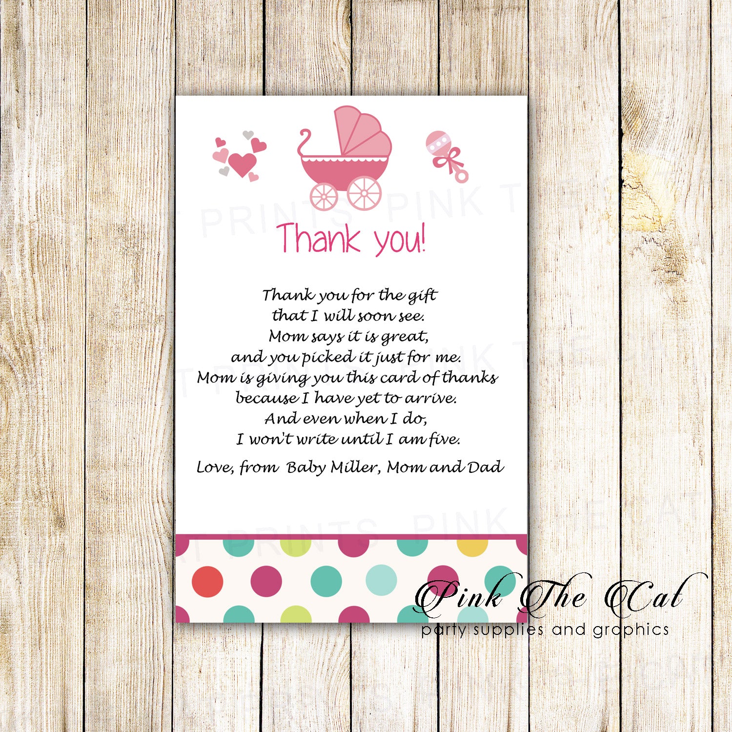 30 thank you cards pink teal stroller girl baby shower