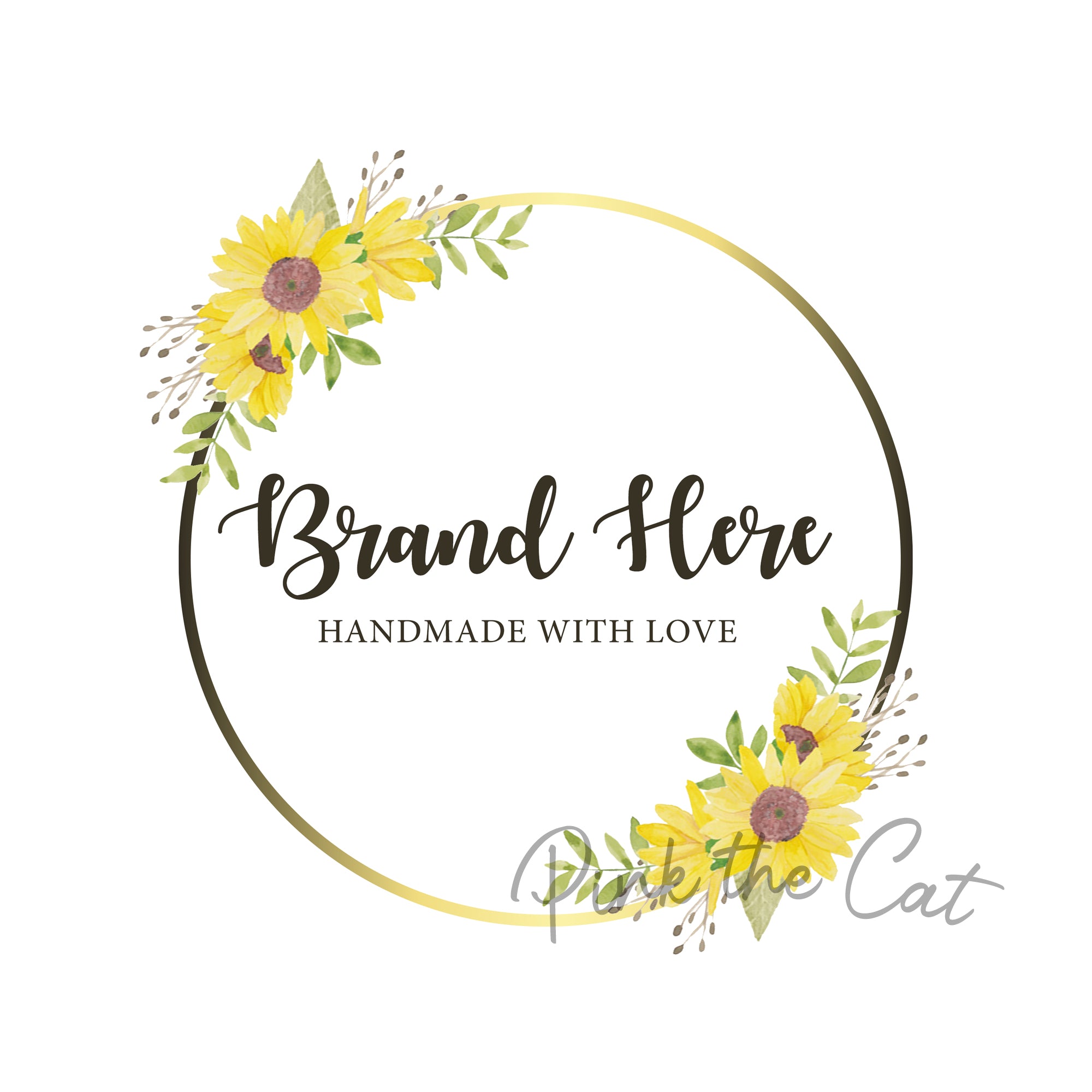 Sunflower logo watercolor premade