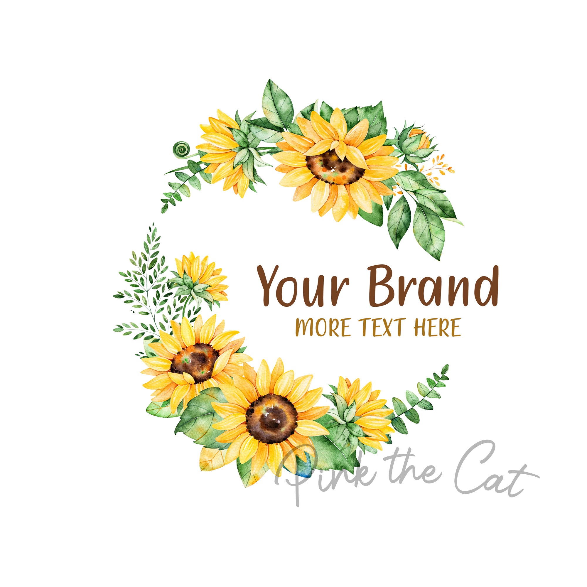 Sunflower logo watercolor premade #2