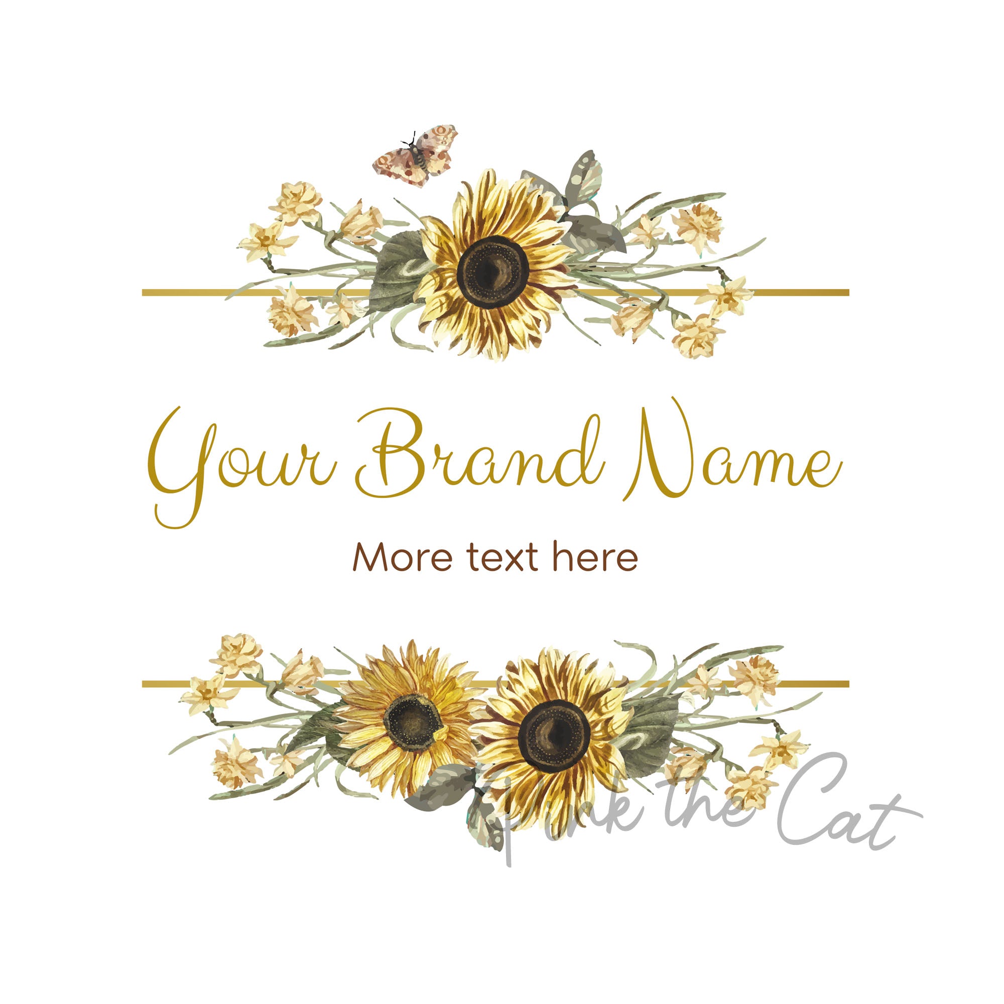 Grunge sunflower logo watercolor premade