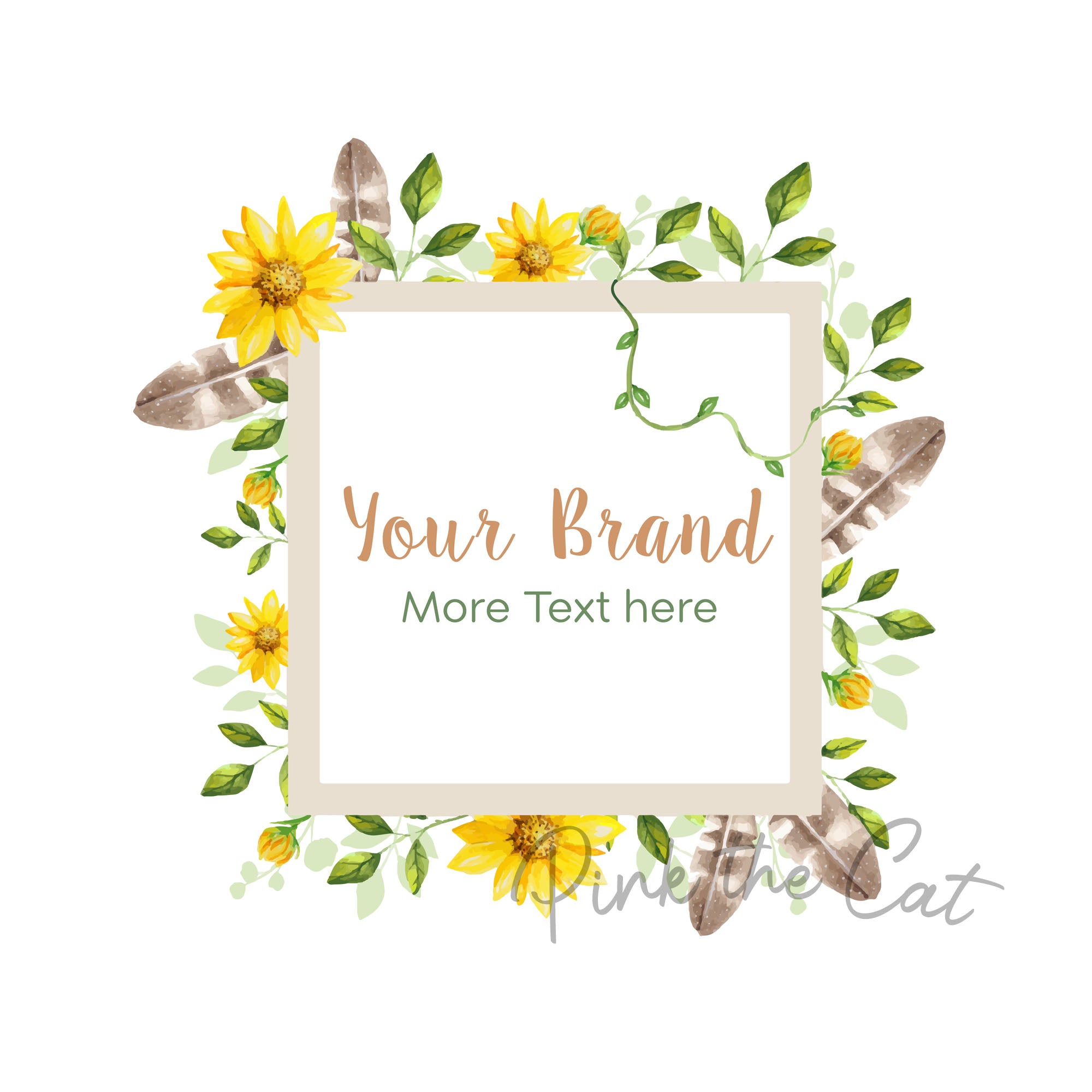 Sunflower logo watercolor design square