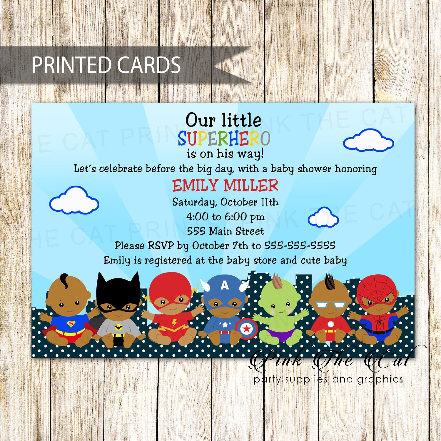30 superheroes thank you cards birthday baby shower african american