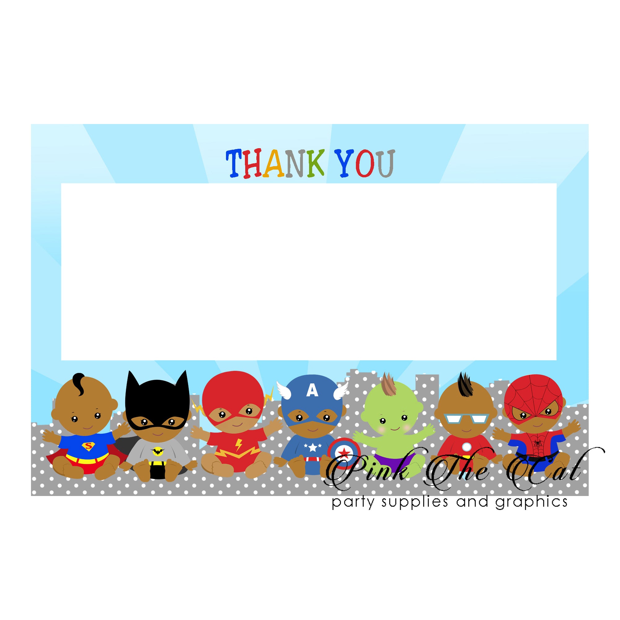 Baby superhero thank you card ethnic & envelopes