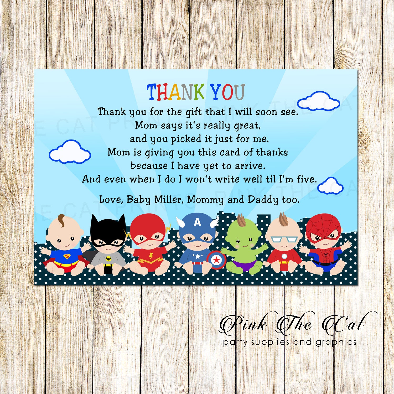 30 superheroes thank you cards boy birthday baby shower