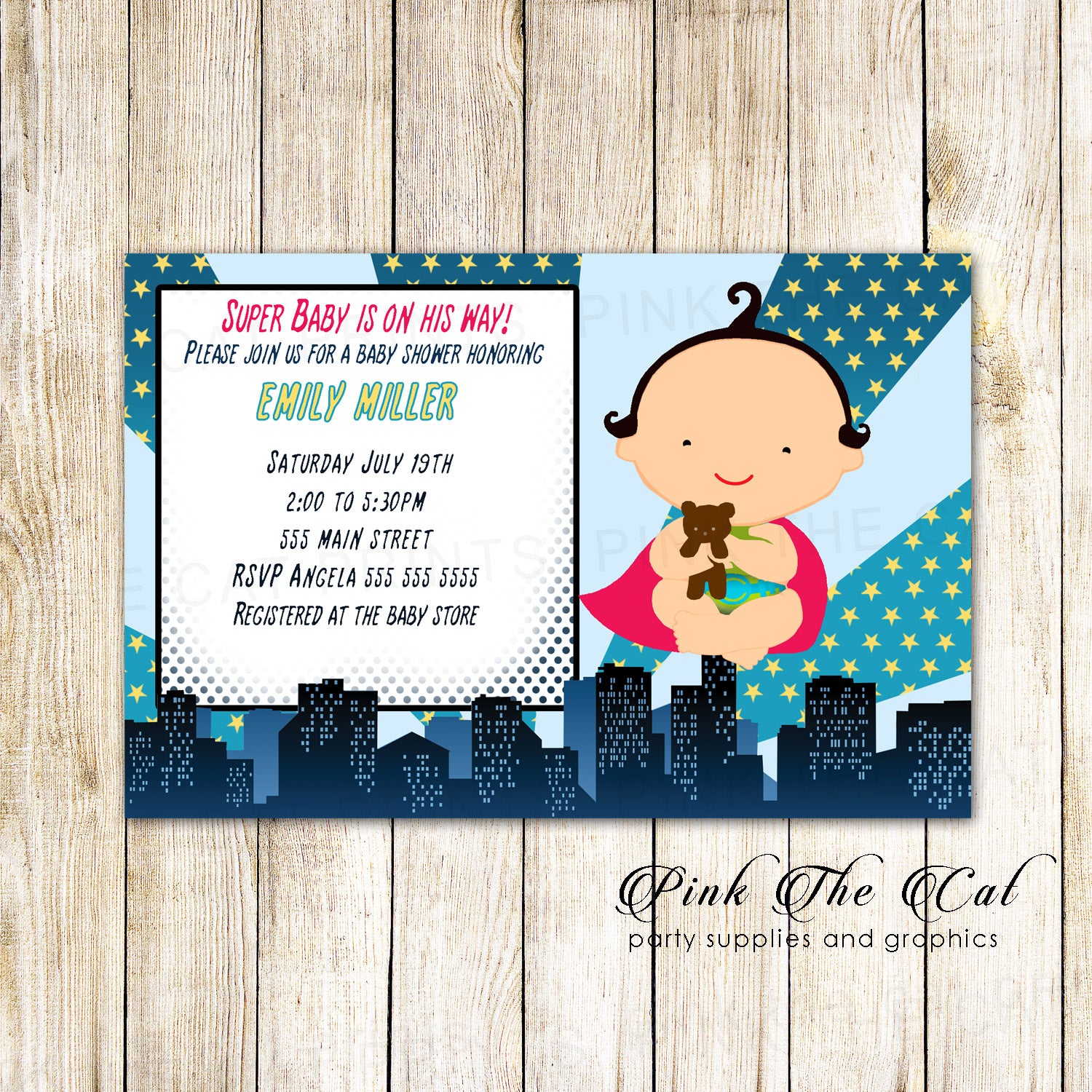 30 Cards Superhero Baby Shower Invitation