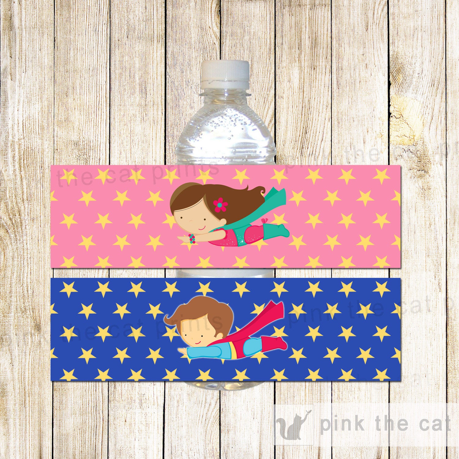 Superhero Bottle Label Wrapper Kids Birthday