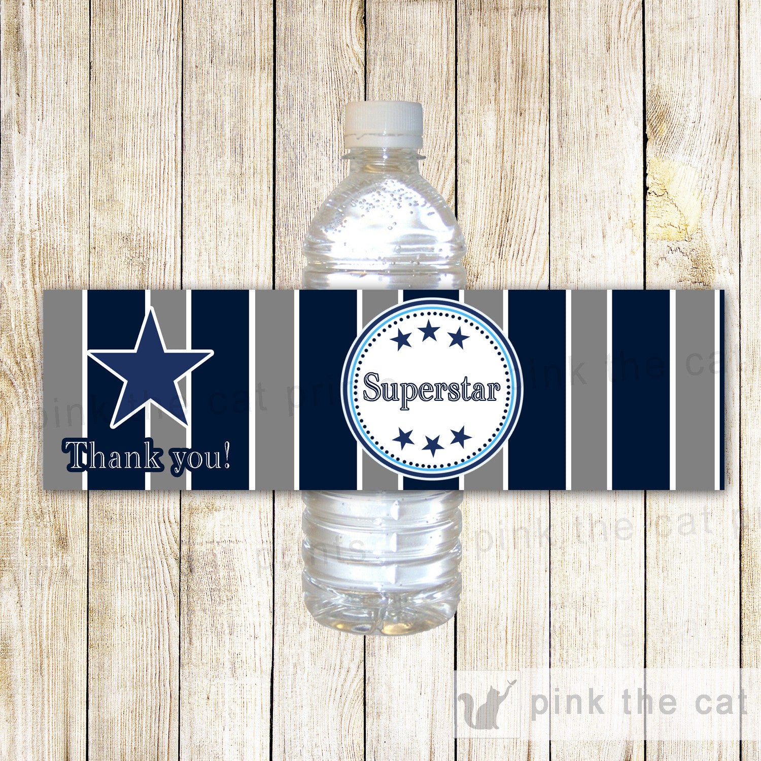 Superstar American Football Sports Bottle Label Birthday Baby Shower