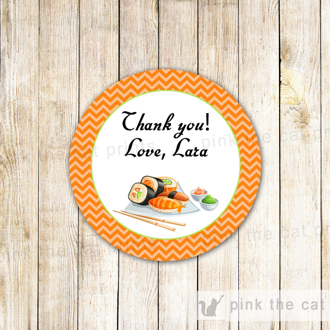 Sushi Gift Favor Tag Sticker Birthday