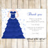 100 thank you cards sweet 16 quinceanera blue dress confetti