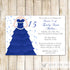 Confetti Invitations Sweet 16 Quinceanera Blue Dress