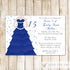 Confetti Invitation Sweet 16 Quinceanera Blue Dress
